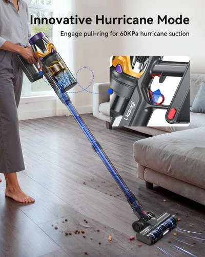 Miniatura 4 de Aspiradora inalámbrica, mejorada de 55 KPA, 650 W, 70 minutos, con modo huracán, autoportante, pantalla táctil, taza de polvo de 1.8 L, aspiradora