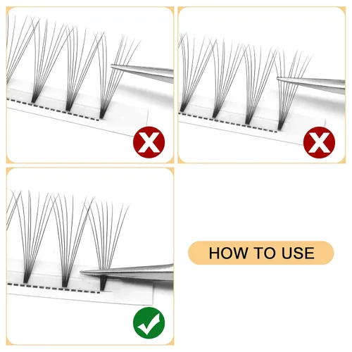 Miniatura 4 de QUEWEL Extensiones de Pestañas Postizas en Abanico, Extensiones de Pestañas Premontadas 8D, 0.07mm de Grosor, Rizado C, Mezcla 8-15mm, Extensiones
