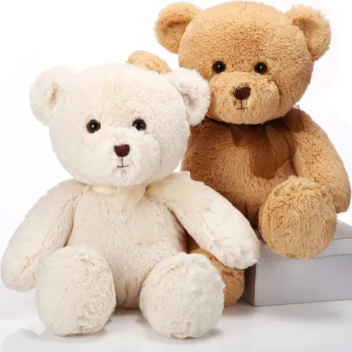 HyDren Paquete de 2 animales de peluche de oso de 18 pulgadas con lazo para regalos de cumpleaños, decoración de baby shower, decoraciones de fiesta