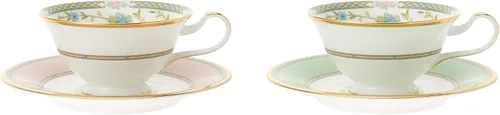 Miniatura 2 de Noritake Juego de platos de porcelana de hueso Yoshino para té y café verde rosa Y6988/998307 (importación de Japón)