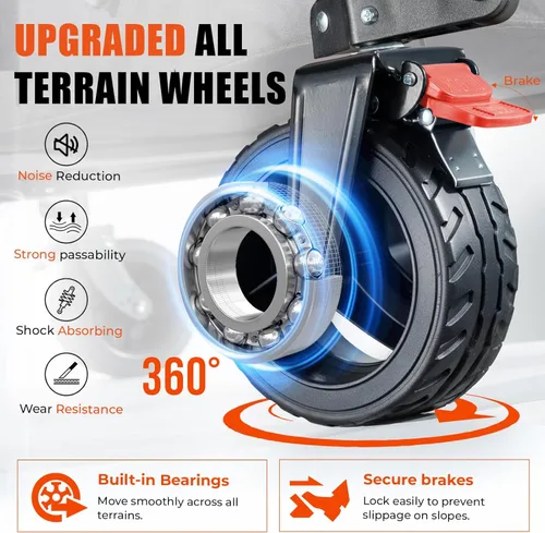 Miniatura 5 de Overmont Carro plegable con ruedas – Carro plegable resistente de 180 litros con grandes ruedas todo terreno – Capacidad de peso de 330 libras