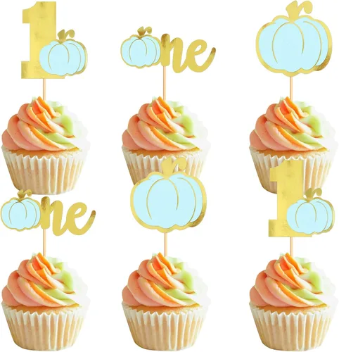 Miniatura 9 de 24 adornos para cupcakes de calabaza con purpurina, decoraciones de baby shower, tema de cosecha de otoño, suministros para fiestas de cumpleaños