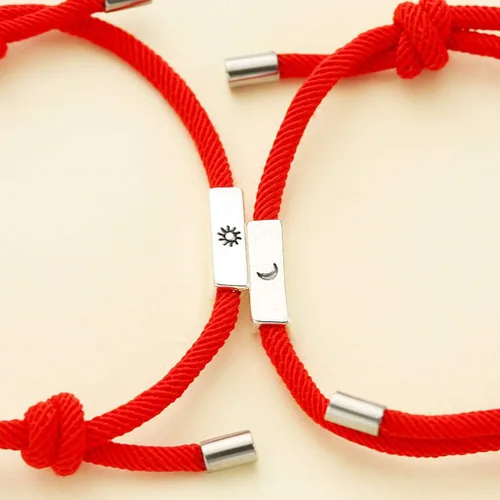 Miniatura 2 de Dsxnklnd - Juego de 2 pulseras magnéticas de distancia para amantes del sol y la luna, para parejas, amantes de la amistad, joyería de moda, regalo