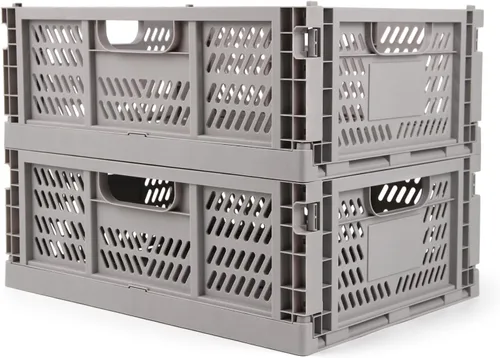 Miniatura 9 de Domiella Paquete de 2 Cajas para Almacenamiento, Cajas de Almacenamiento de Plástico Apilables, Caja Plegable para Oficina Hogar Cocina Dormitorio