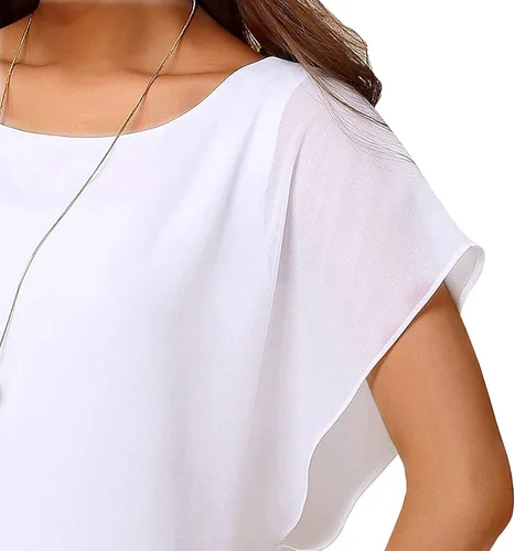 Miniatura 4 de Neineiwu blusa de gasa suelta casual de manga corta para mujer