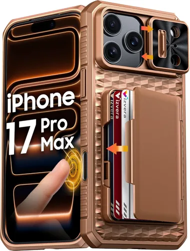 Miniatura 16 de Vizvera para iPhone 16 Pro Max Funda tipo cartera RFID [Soporte para tarjetas][Control de cámara][Cubierta de cámara] Funda protectora de silicona