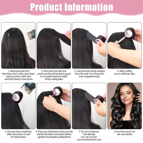 Miniatura 4 de obeoby - Juego de rodillos de autoagarre de 4 tamaños para cabello largo, corto y flequillo - 50 piezas con pinzas