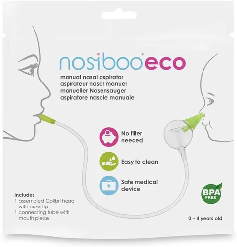 Miniatura 2 de Nosiboo Aspirador nasal ecológico para bebé, limpiador de nariz silencioso y portátil, potencia de succión nasal operada por la boca