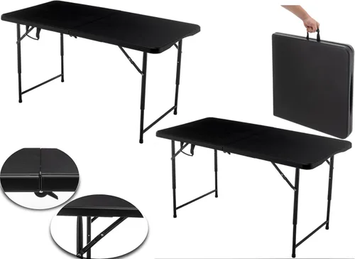 BTEXPERT Juego de 2, mesa plegable de utilidad de 4 pies, ligera, altura ajustable, portátil, con asa de transporte, para interiores y exteriores,