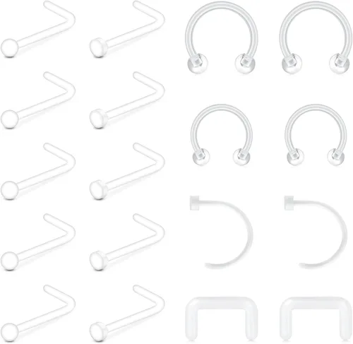 Miniatura 11 de MODRSA 18g 20g Nude Clear Nose Studs for Work Clear Piercing Retainers for Surgery Plastic Septum Retainer 16g Labret Lip Studs Plastic Cartilage