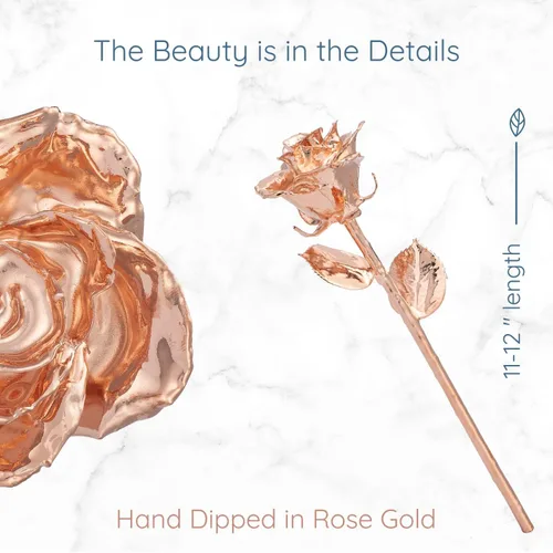 Miniatura 3 de Fantasy Rose Rosa bañada en oro rosa, única y eterna, sumergida a mano en rosa de oro rosa, de 11 a 12 pulgadas