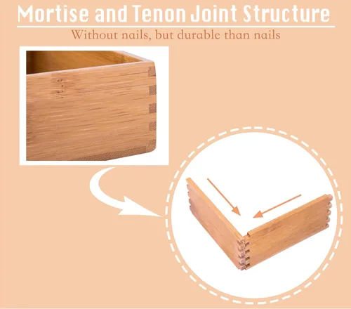 Miniatura 4 de Caja organizadora de bambú para guardar ropa y joyas Caddy Cajas organizadoras cuadradas Cajas de almacenamiento de madera para snacks y nueces