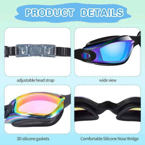 Miniatura 3 de Yexiya 30 pares de gafas de natación con clip nasal y tapones para los oídos, antiniebla, protección UV, sin fugas, visión amplia de verano