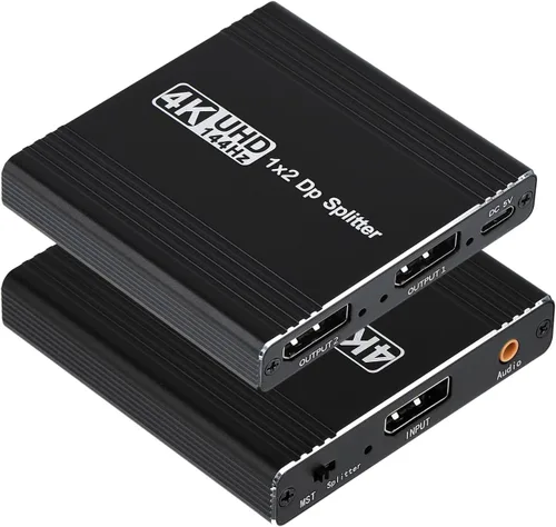 Adaptador divisor DisplayPort a Dual Displayport compatible con modo extendido/espejo MST, 4K a 120Hz 4K @60Hz DisplayPort Splitter 1 en 2 salidas,