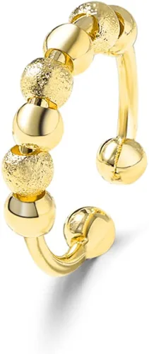 Miniatura 4 de JILIYUPA Anillos giratorios chapados en oro de 14 quilates para mujeres y hombres, cuentas de oro, anillos antiansiedad, banda giratoria, unisex