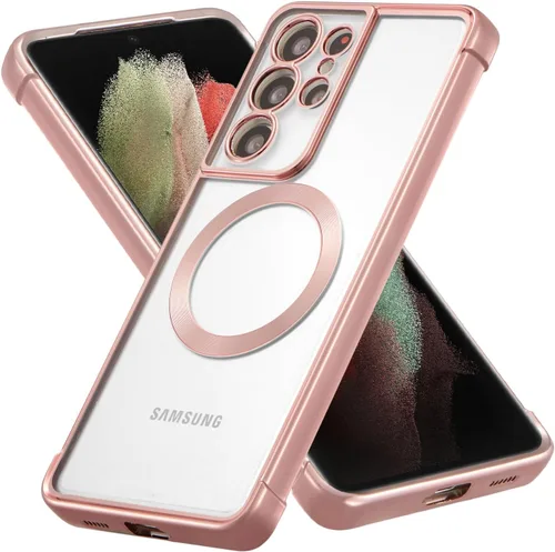 Miniatura 17 de RALEAVO Funda magnética para Samsung Galaxy S22 Ultra Clear [compatible con Magsafe y protección contra caídas de grado militar], transparente, a