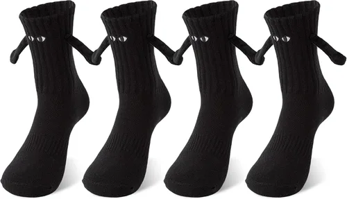 Miniatura 8 de Yawlsow 2 pares de calcetines de manos unidas, divertidos calcetines de muñeca magnética de succión 3D, calcetines de pareja unisex