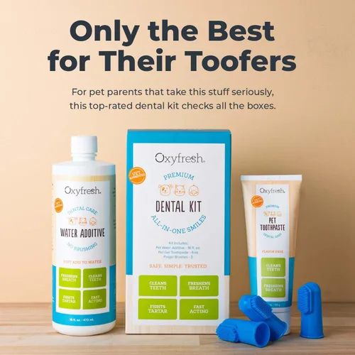 Miniatura 2 de Oxyfresh Kit dental prémium para mascotas para perros y gatos – Ambientador de aliento y solución de limpieza dental más fácil para aliento fresco