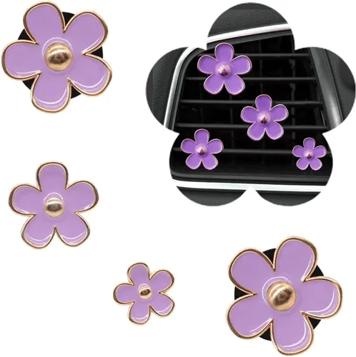 Miniatura 11 de Clips de ventilación para ambientador de auto con flores de margarita, 4 piezas de lindos accesorios para auto para mujeres, decoración femenina