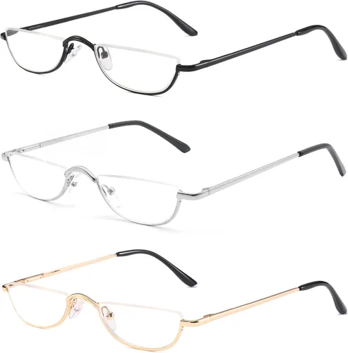Miniatura 13 de Lentes de lectura de medio marco, lectores de luna de medio metal para mujeres y hombres, 4 pares 1.25