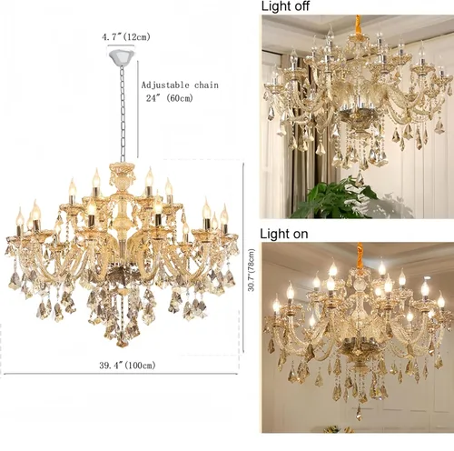 Miniatura 3 de Moderna lámpara de araña de cristal K9 Cognac de 6 luces, base de vela E12, lámpara colgante de cristal, elegante lámpara de techo de cristal