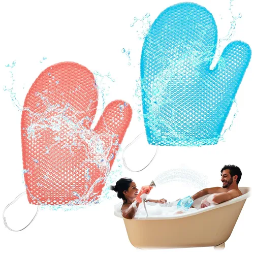 Miniatura 9 de Karenhi 2 guantes exfoliantes de panal de abeja, guantes de baño para spa, guante exfoliante de panal para ducha corporal, esponja para ducha, Negro
