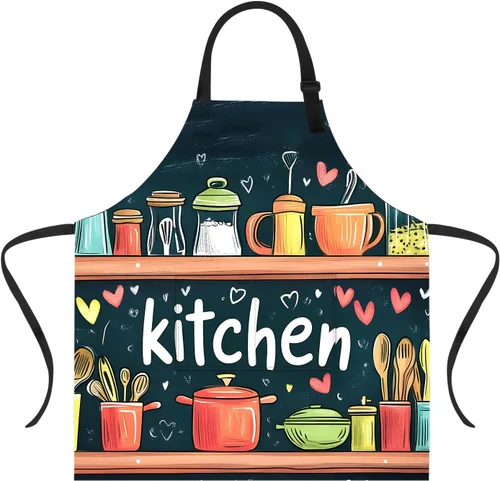 Miniatura 32 de Delantal divertido con 2 bolsillos para hombres y mujeres, barbacoa, parrilla, delantales con babero ajustable, regalos, cocina, cocina de la cocina