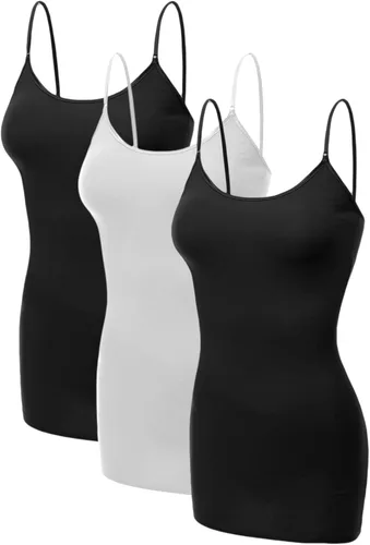 Miniatura 34 de Emmalise Camisola larga casual básica para mujer, con tirantes ajustables, top en capas