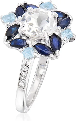 Miniatura 3 de Ross-Simons Anillo de topacio blanco y azul de 1,78 qt t y zafiro, 0,80 qt t.w en plata de ley