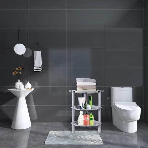Miniatura 5 de Estantería de 3 niveles para ducha de esquina, organizador de estante de ducha de plástico para interior del baño, bañera, bandeja de ducha, 13.5 x