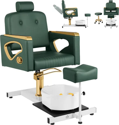 Miniatura 10 de Silla de Pedicura Sin Plomería para Técnica de Uñas, con Reposapiés Ajustable y Tina de Masaje, Taburete de Pedicura con Ruedas, Estación