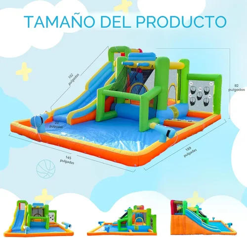 Miniatura 4 de FBSPORT - Castillo inflable con tobogán acuático, casa de rebote para niños, para interiores y exteriores, con soplador de 550 W, castillo hinchable