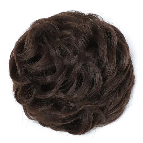 Miniatura 2 de Rose bud Extensiones de Cabello para Mujer con Forma de Moño Desordenado, Extensión de Cabello con Moño Rizado y Despeinado, Scrunchie de Cabello