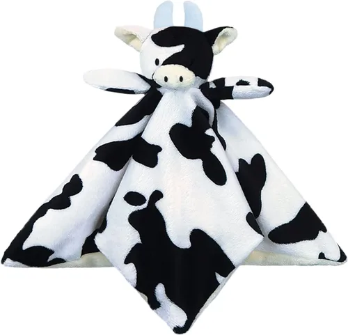 Manta suave de seguridad de animales de peluche de vaca bebé, manta amorosa de personaje de vaca de felpa, regalo de baby shower/cuarto de bebé,