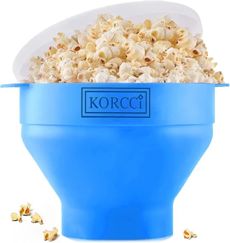 El Original Korcci Palomitero de Silicona para Microondas, Palomitero para Microondas, Tazón Plegable para Hacer Palomitas en Microondas, No Azul