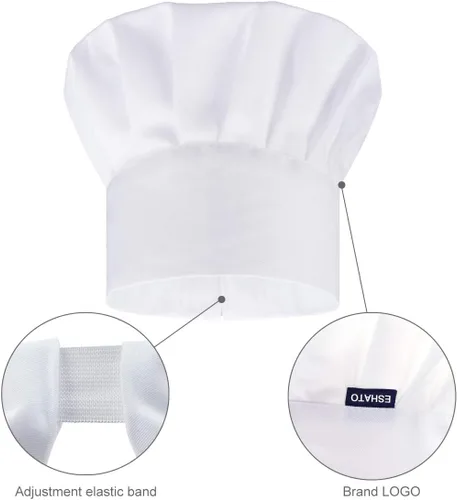 Miniatura 3 de ESHATO Sombrero de chef para niños, gorra de cocina de algodón elástico ajustable para niños
