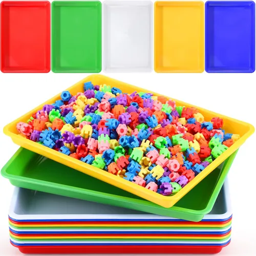 Miniatura 10 de Maitys Paquete de 15 bandejas de arte de plástico de 12 x 16 pulgadas, bandejas sensoriales para proyectos de bricolaje, pintura, cuentas, joyería