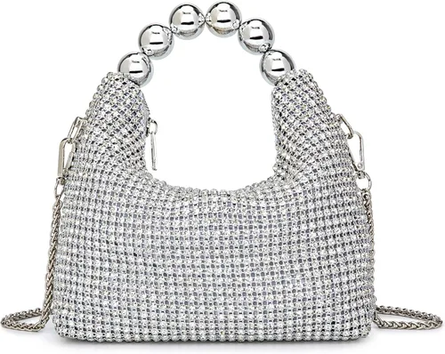 Miniatura 8 de Bolso de noche con diamantes brillantes para mujer, bolso de mano con diamantes de imitación para fiesta, baile de graduación, cóctel