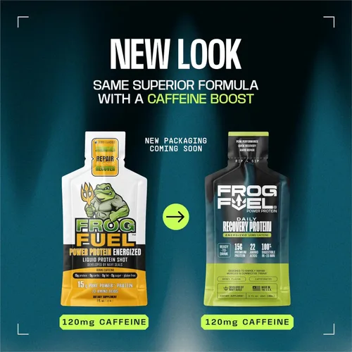 Miniatura 8 de Frog Fuel Power Energized Protein Shot, 15g de proteína Colágeno Nano-hidrolizado de animales alimentados con pasto, 120mg de cafeína, Sin grasa ni
