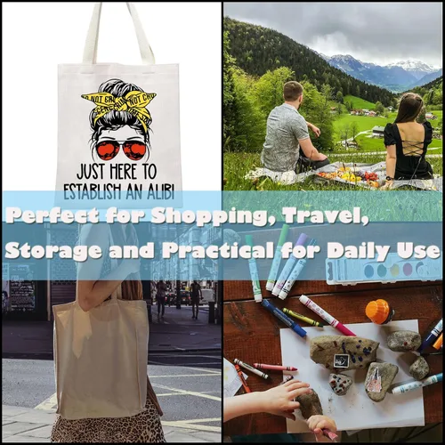 Miniatura 6 de GJTIM True Crime Gift Seriel Killer Gift Just Here to Establish and Alibi - Bolsa de maquillaje para fanáticos del programa de crimen Bolso beige