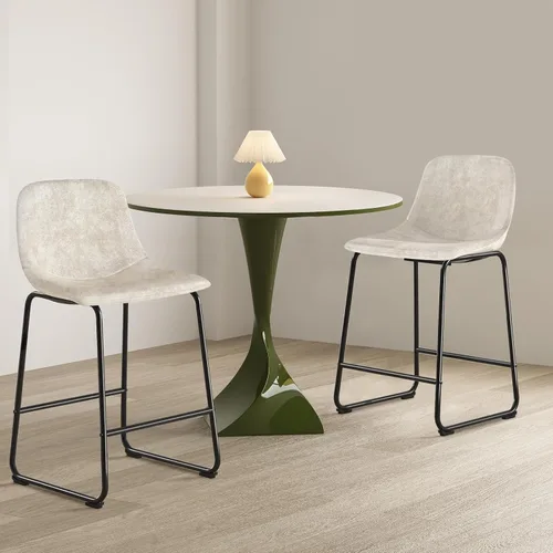 Miniatura 2 de TAVR Furniture Leathaire - Juego de 2 taburetes de tela con altura de mostrador, sillas de isla sin brazos, con capacidad para hasta 500 libras