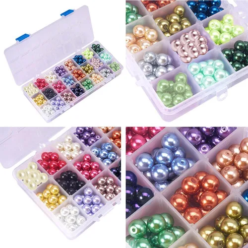 Miniatura 7 de PH PandaHall - Juego de cuentas redondas de cristal para hacer joyas, 10mm