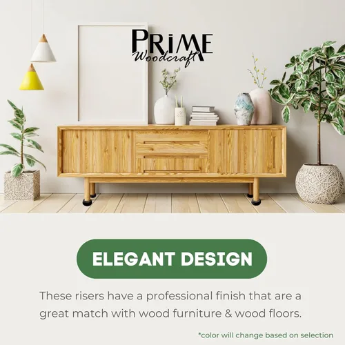 Miniatura 5 de Elevadores de madera de nogal para muebles, 1 pulgada de altura, 4 elevadores, color negro, elevadores de cama de alta calidad para limpieza