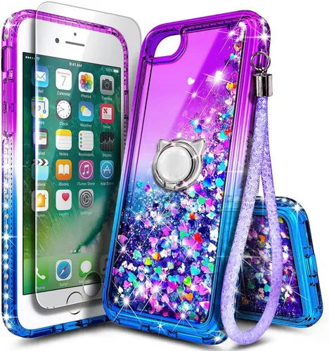 Miniatura 70 de NGB Diseñada para Funda de Teléfono iPhone 11, Morado/Azul Funda Bonita con Purpurina Líquida Brillante para Mujeres Niñas Niños con Protector