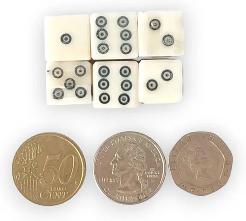 Miniatura 4 de D6 Juego de 6 dados vikingos/medievales para apuestas (9/16 pulgadas o 0.551-0.591 in) de grosor (hueso, 0.551 in)