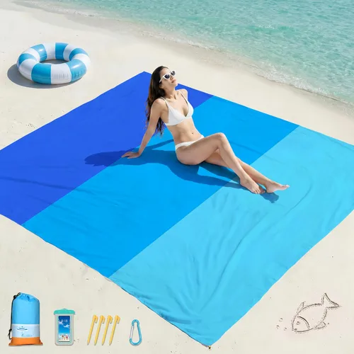 Miniatura 122 de Famstar Beach Blanket Oversized Extra Large 78"X81"/10'X9',Waterproof Sandproof Beach Blanket 2-8 Adults Lightweight Durable for Travel Camping