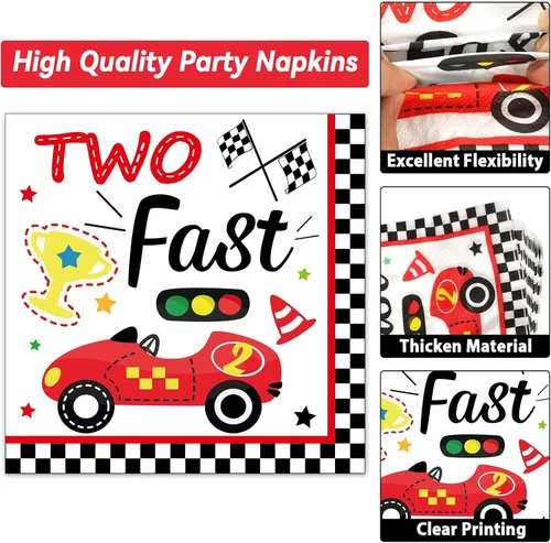 Miniatura 4 de 50 invitados, dos platos y servilletas de cumpleaños rápidos, suministros para fiesta, decoración de fiesta de coches de carreras, juego de vajilla