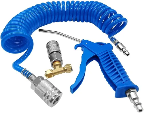 Miniatura 6 de Beduan Kit de pistola de aire con manguera neumática de poliuretano de 16 pies de largo, pistola de aire resistente para compresor de aire (azul)