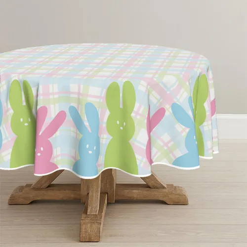 Miniatura 7 de Horaldaily Mantel de Pascua de 52 x 70 pulgadas, funda de mesa de Pascua con diseño de conejito de primavera para decoración de fiesta, picnic y cena