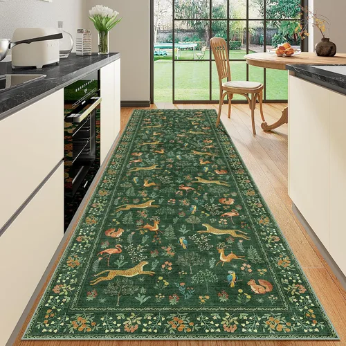 Miniatura 123 de DUKINO Alfombra de área de 6 x 9 pies, alfombra floral para sala de estar, ligera, antideslizante, lavable, alfombra de interior de pelo bajo